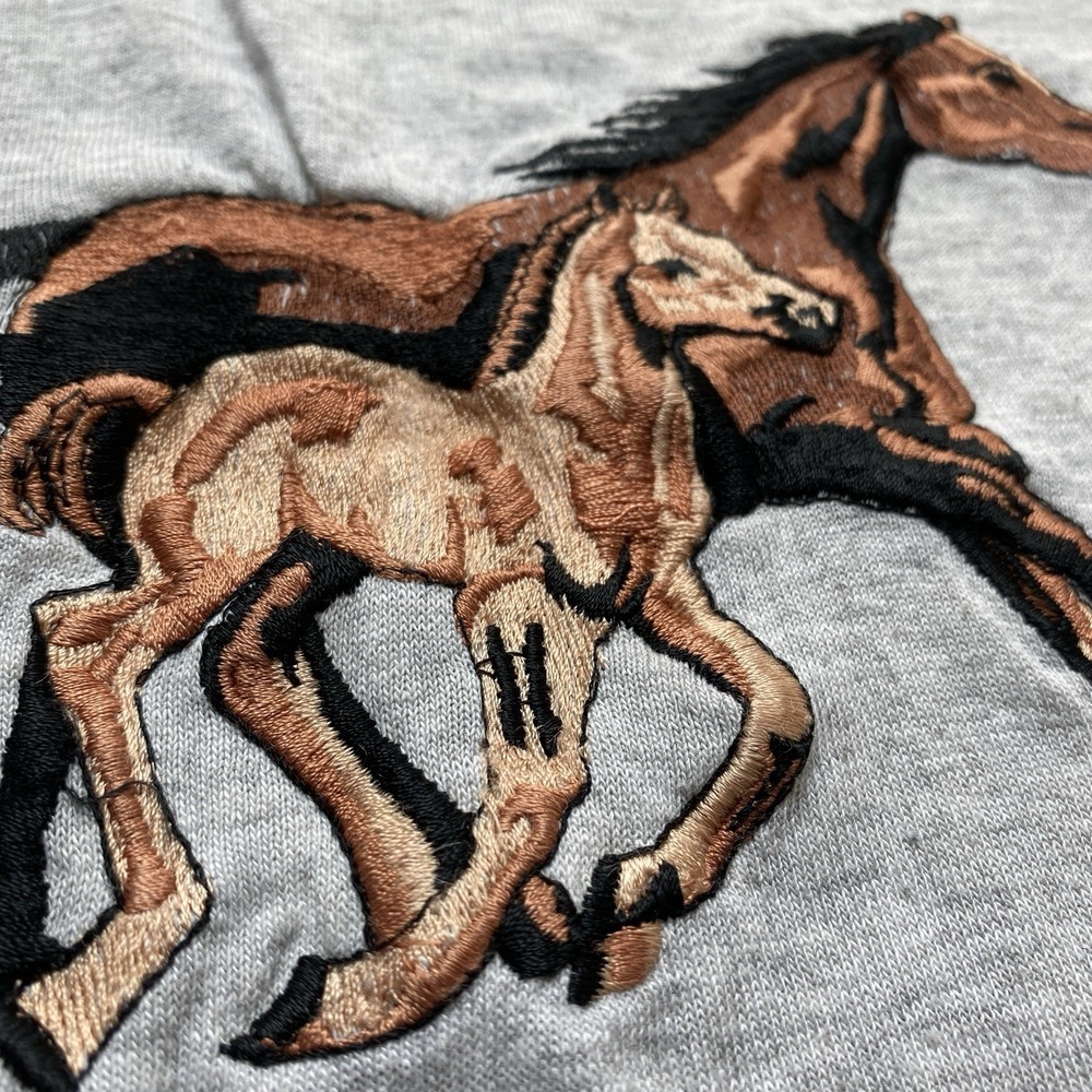 Vintage 90s Horse Equestrian Embroidered Stitch Short Sleeve T-shirt Men's L - Picture 3 of 8